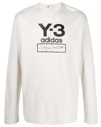 T-shirt manica lunga stampata bianca e nera di Y-3
