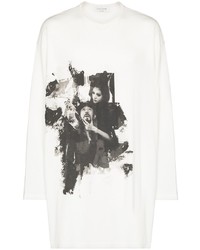 T-shirt manica lunga stampata bianca e nera di Yohji Yamamoto