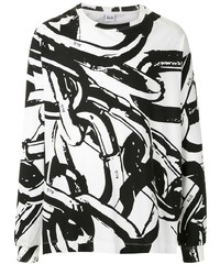 T-shirt manica lunga stampata bianca e nera di Àlg