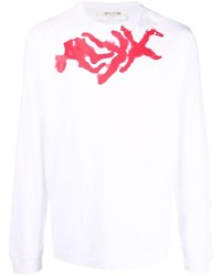 T-shirt manica lunga stampata bianca e rossa di 1017 Alyx 9Sm