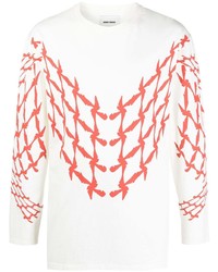 T-shirt manica lunga stampata bianca e rossa di Henrik Vibskov