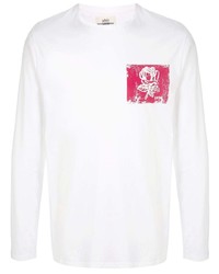 T-shirt manica lunga stampata bianca e rossa di Kent & Curwen