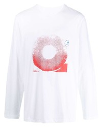 T-shirt manica lunga stampata bianca e rossa di Oamc