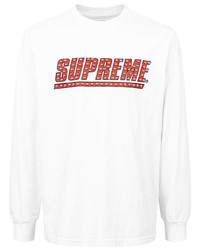 T-shirt manica lunga stampata bianca e rossa di Supreme