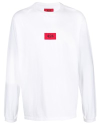 T-shirt manica lunga stampata bianca di 424
