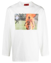 T-shirt manica lunga stampata bianca di 424