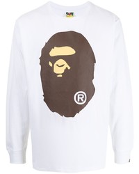 T-shirt manica lunga stampata bianca di A Bathing Ape
