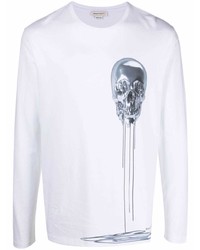T-shirt manica lunga stampata bianca di Alexander McQueen