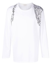 T-shirt manica lunga stampata bianca di Alexander McQueen