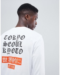 T-shirt manica lunga stampata bianca di ASOS DESIGN