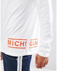 T-shirt manica lunga stampata bianca di Asos
