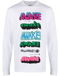 T-shirt manica lunga stampata bianca di Awake NY
