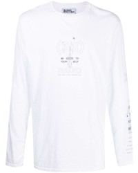 T-shirt manica lunga stampata bianca di Blood Brother