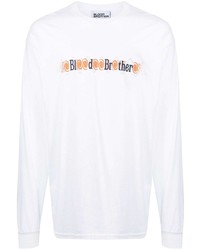 T-shirt manica lunga stampata bianca di Blood Brother