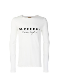 T-shirt manica lunga stampata bianca di Burberry