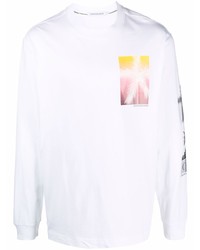 T-shirt manica lunga stampata bianca di Calvin Klein Jeans