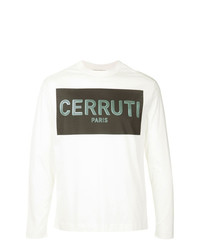 T-shirt manica lunga stampata bianca di Cerruti 1881