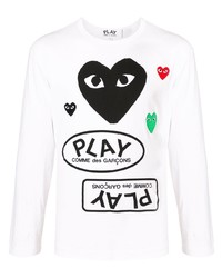 T-shirt manica lunga stampata bianca di Comme Des Garcons Play