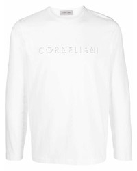 T-shirt manica lunga stampata bianca di Corneliani