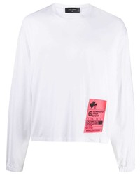 T-shirt manica lunga stampata bianca di DSQUARED2