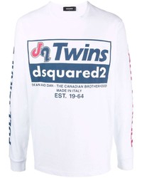 T-shirt manica lunga stampata bianca di DSQUARED2