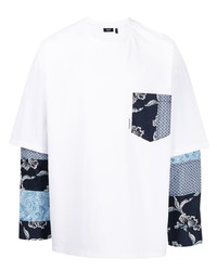 T-shirt manica lunga stampata bianca di FIVE CM