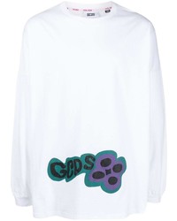 T-shirt manica lunga stampata bianca di Gcds