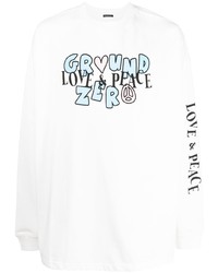 T-shirt manica lunga stampata bianca di Ground Zero
