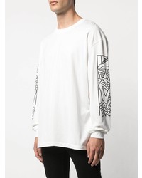T-shirt manica lunga stampata bianca di Haculla