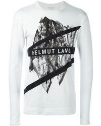T-shirt manica lunga stampata bianca di Helmut Lang