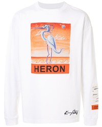 T-shirt manica lunga stampata bianca di Heron Preston