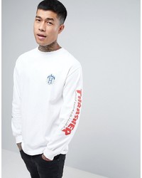 T-shirt manica lunga stampata bianca di HUF