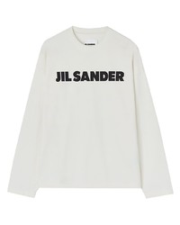T-shirt manica lunga stampata bianca di Jil Sander