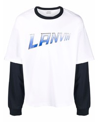 T-shirt manica lunga stampata bianca di Lanvin