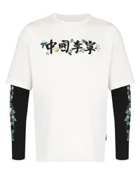 T-shirt manica lunga stampata bianca di Li-Ning