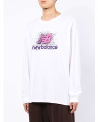 T-shirt manica lunga stampata bianca di New Balance