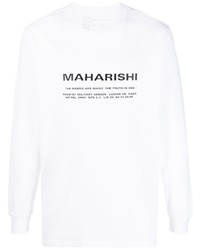 T-shirt manica lunga stampata bianca di Maharishi