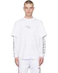 T-shirt manica lunga stampata bianca di Moncler