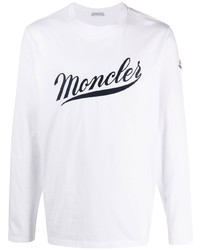 T-shirt manica lunga stampata bianca di Moncler