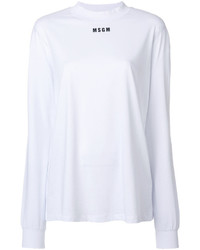T-shirt manica lunga stampata bianca di MSGM