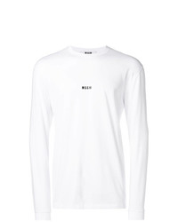 T-shirt manica lunga stampata bianca di MSGM
