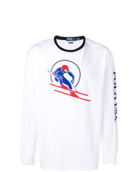 T-shirt manica lunga stampata bianca di Polo Ralph Lauren