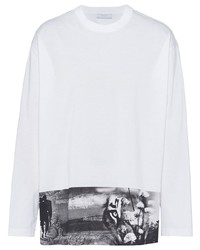 T-shirt manica lunga stampata bianca di Prada