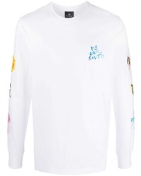 T-shirt manica lunga stampata bianca di PS Paul Smith