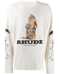 T-shirt manica lunga stampata bianca di Rhude