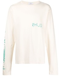 T-shirt manica lunga stampata bianca di Rhude