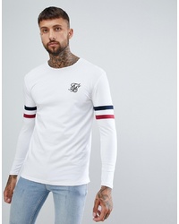 T-shirt manica lunga stampata bianca di Siksilk