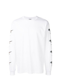 T-shirt manica lunga stampata bianca di Sss World Corp