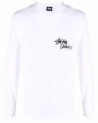 T-shirt manica lunga stampata bianca di Stussy