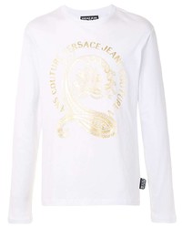 T-shirt manica lunga stampata bianca di VERSACE JEANS COUTURE